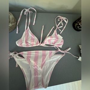 Solid and striped bikini